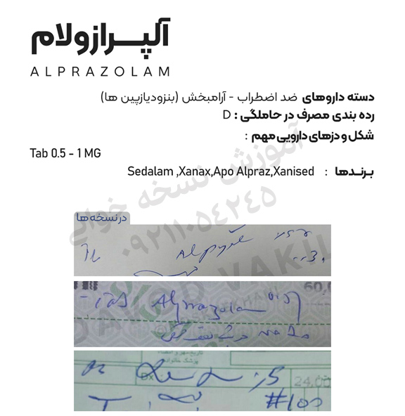 داروهای آرامبخش داروی آلپرازولام داروی اعصاب و روان در نسخه پزشک و نسخه خوانی داروخانه